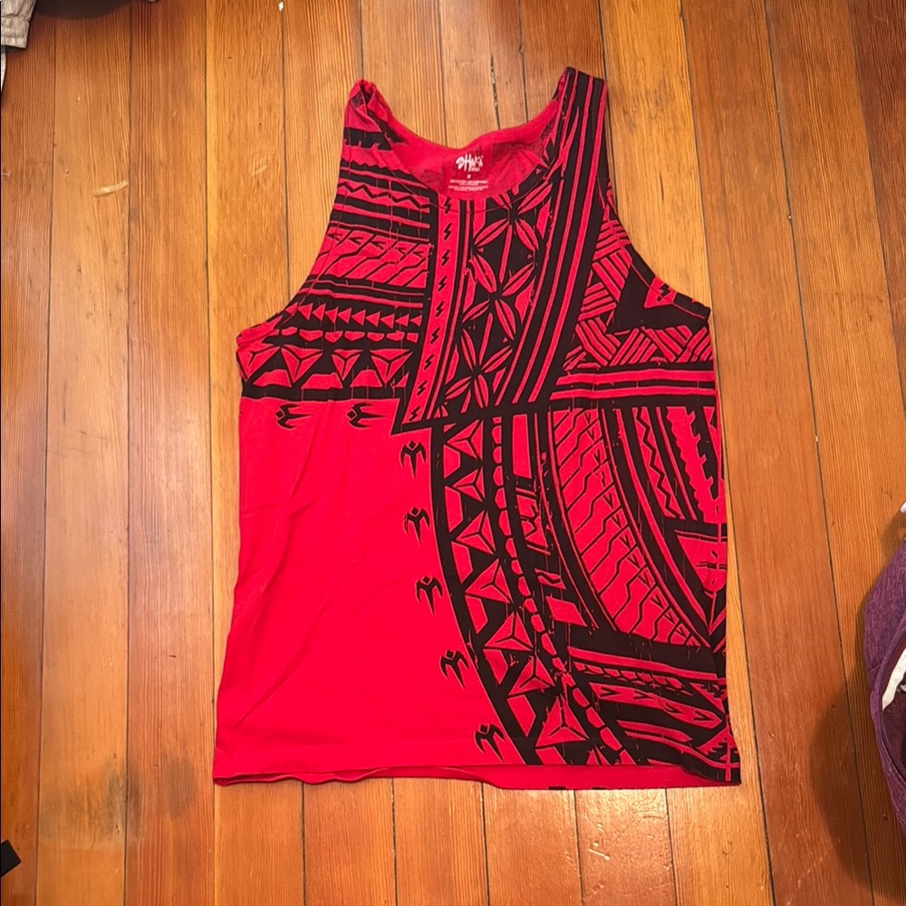 Tribal Print Red Tank Top